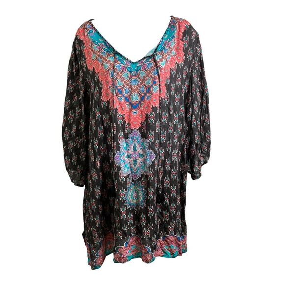 Tolani Dresses & Skirts - Tolani Collection Women's Flowy‎ Boho Multicolor Soft Indian Cotton Dress Size L